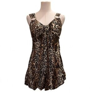 Y2k Leopard Animal Print Going Out Party Tank Top Club Glam Small 2000s